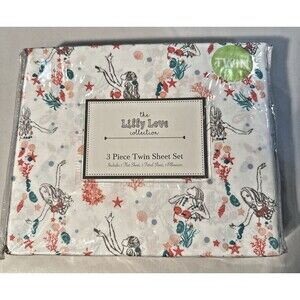 Mermaid Sheet Set Twin Sheets 3 Pieces New Flat Sheet Fitted Sheet Pillow case